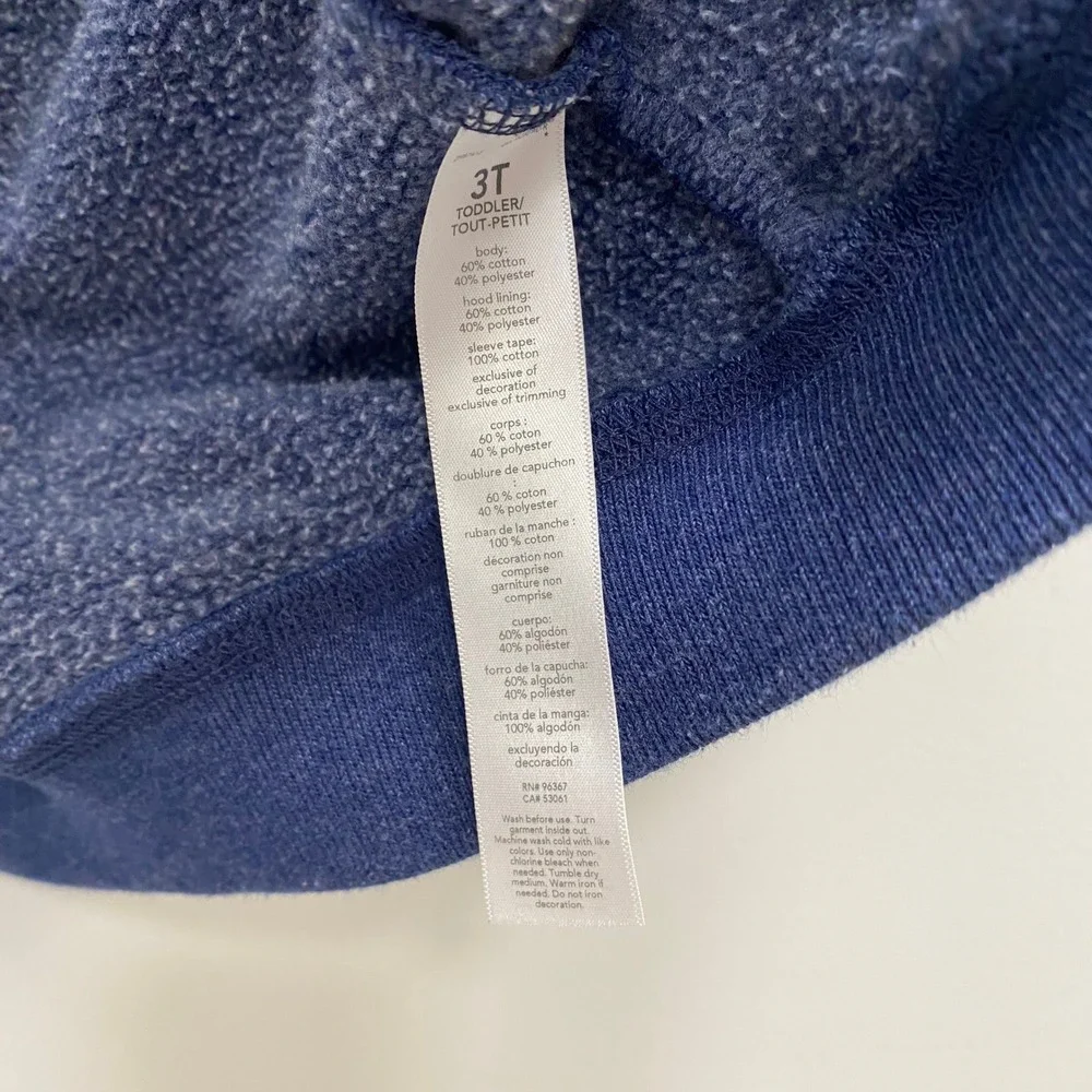 OshKosh B'gosh Hoodie Toddler 3T Blue Full Zip Logo Varsity Stripe Fleece Jacket